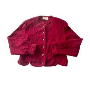 📦 Vintage Braemar Wool Cardigan - Burgundy Red Knitwear Timeless Classic Sweater